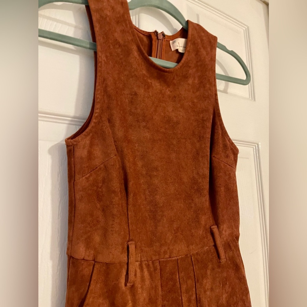Anthropologie Camel-colored Faux Suede Jumpsuit size XS - Picture 3 of 6